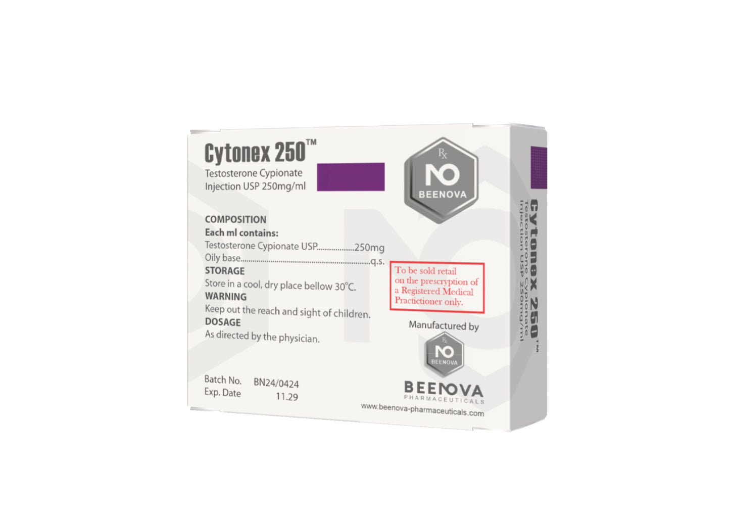 CYTONEX 250 (1ml) TESTOSTERONE CYPIONATE-ტესტოსტერონ ციპიონატი (10 AMPOULS) BEENOVA