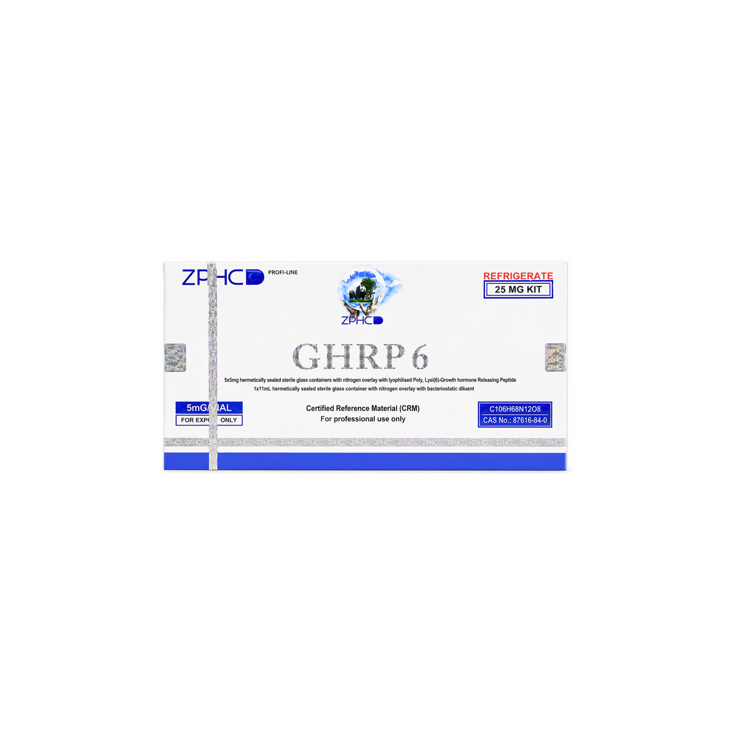 GHRP-6 ZPHC — 25 mg (5 vials × 5 mg) ჯი ეიჩ არ პი-6 პეპტიდი