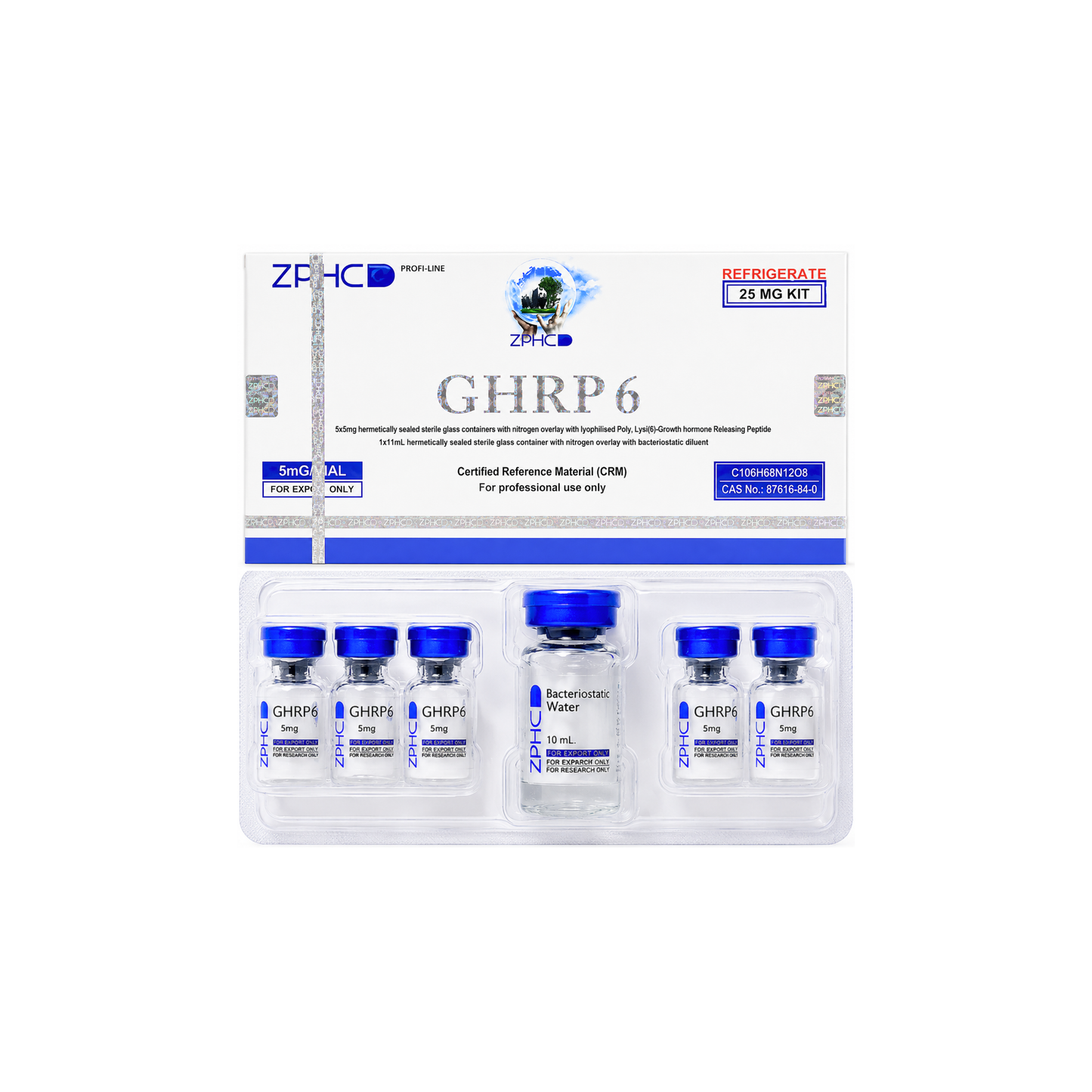 GHRP-6 ZPHC — 25 mg (5 vials × 5 mg) ჯი ეიჩ არ პი-6 პეპტიდი