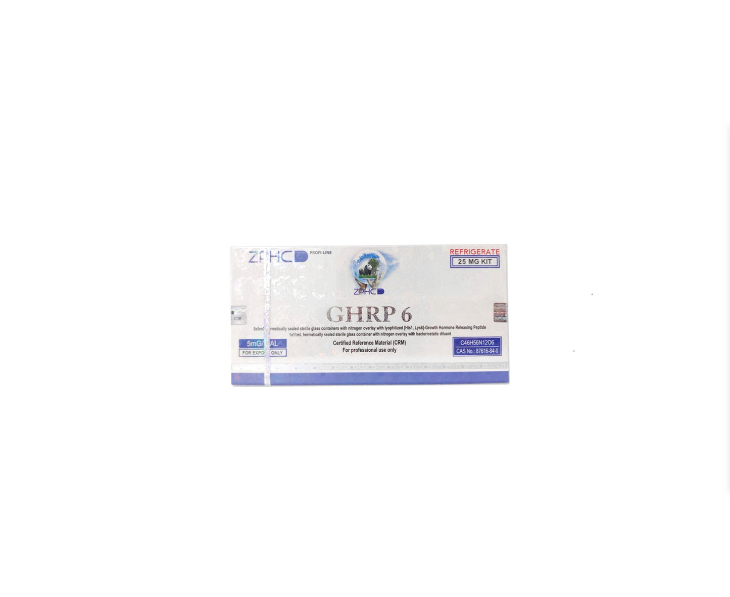 GHRP-6 ZPHC — 25 mg (5 vials × 5 mg) ჯი ეიჩ არ პი-6 პეპტიდი