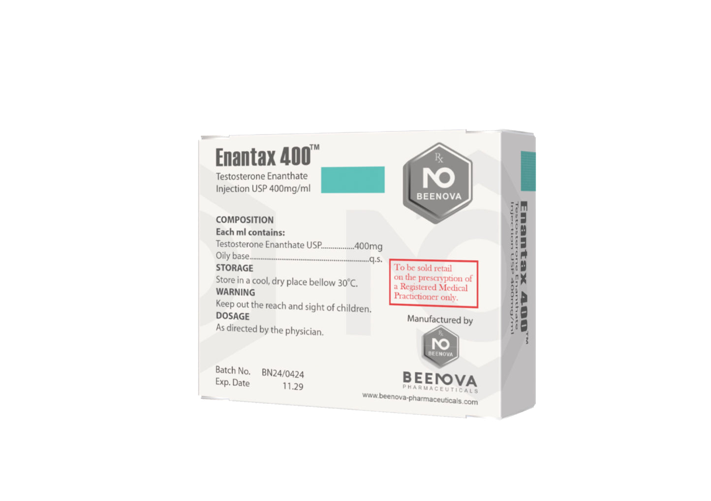 TESTOSTERONE ENANTHATE 400/1ml (ENANTAX400)-ტესტოსტერონ ენანტატი (10AMPOULS) BEENOVA