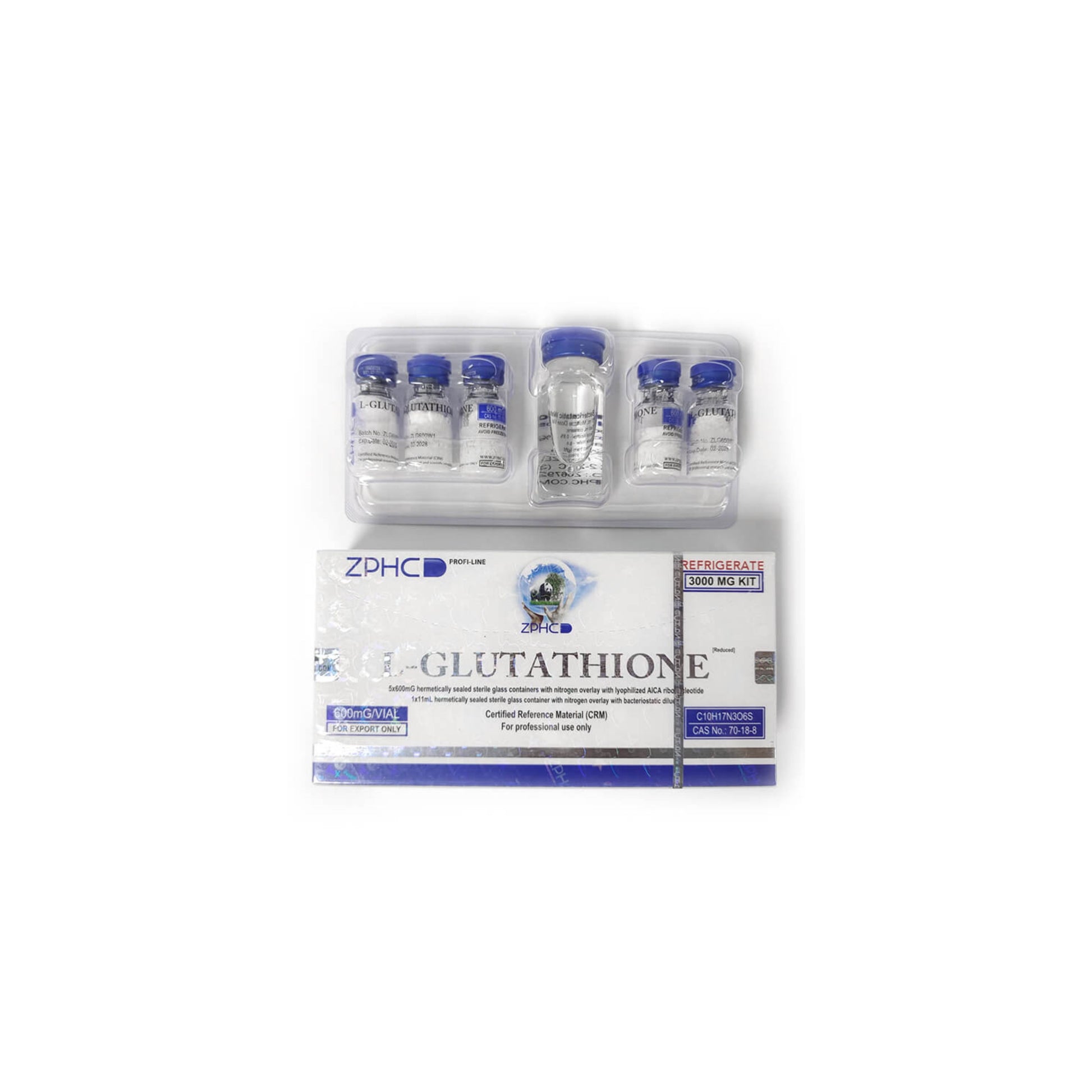 3000mg glutathione L-GLUTATHIONE ZPHC პეპტიდი 3000mg Kit (5X600 mg Vials+ Diluent) – Sport Life